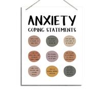 ZPPRJF Anxiety Coping Statements Sign, Decorative Hanging Wood Plaque for Wall, Mental Health Decor, Anxiety Release Decor, Counseling Room Decor, Therapy Room Decor, Inspirational Home Office Decor