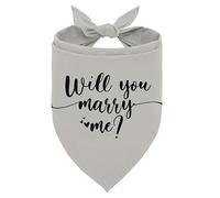 ZPPRJF Will You Marry Me? Dog Bandana, Light Grey, Engagement Ring Pattern, 25 x 17 Inch, Flannel, Comfortable, V-Neck, Tie Knot, Decorative, Proposal, All Seasons, Medium Breeds, Puppy, Male, 3 Pack
