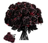 ZPSCXQ 10 Pcs Fake Red Roses with Long Stems, Black Roses Artificial Flowers,Gothic Home Decor and Wedding Centrepieces, 50 cm Floral Arrangements for Seasonal Displays