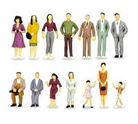 ZPSCXQ 14 Pcs Miniature People Figurines, Dollhouse People Figures, 76mm and 65mm High Detail Sitting and standing posture Miniature Figures Suitable for Model Scenes, Adults and Childrens Playing