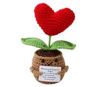 ZPSCXQ 1Pcs Emotional Support Gift, Emotional Support Plant, Red Love Pottery Handmade Woolen Hook Weaving Active Doll Suitable for Women Men Friend Family Birthday Presents