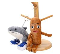 ZPSCXQ 2 Pack Plush Keychain Set, Funny Italian Plushies, Cute Stickman & Shark Keychain, Soft PP Cotton Stuffed Toy for Backpacks, Bags, Gifts (Brown & Blue)
