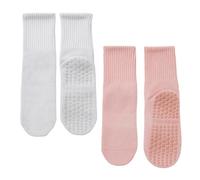 ZPSCXQ 2 Pairs Pilates Socks for Women, Non-Slip Grip Socks for Yoga and Reformer Pilates, Lightweight and Breathable, One Size Fits Most, Includes Light Grey and Pink