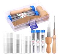 ZPSCXQ 37-Piece Needle Felting Kit, Wool Felting Tools with 30 Felting Needles, Wooden Handle, Storage Bottles, Finger Cots and Wool Felt for 3D Sculpture and DIY Crafting