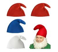 ZPSCXQ 4 Smurf Hats for Adults, Gnome Costume Christmas Hats, Colourful Elf Gnome Hat Set for Themed Parties, Role Play and Festive Events, 28X31CM in Red, White and Blue