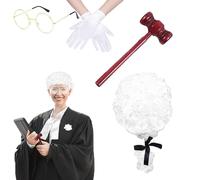 ZPSCXQ 4Pcs Judge Costume Accessories Set,judge Wig Judge Costume Judges Wig Judge Costume for Children and Adults, Carnival Role-playing, Halloween Costume Accessories Themed Party