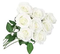 ZPSCXQ 8pcs White Artificial Roses Long Stem Ultra Realistic White Roses Artificial Flowers Bouquet Artificial Flowers for Wedding Home Event Bridal Shower Garden Party Decoration Faux Plant Decor