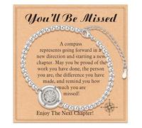ZPSCXQ Compass Bracelet for Women, Titanium Steel Adjustable Compass Pendant Bracelet, Celestial Star Navigation Jewelry, Unique Goodbye Gifts for Colleagues, Leaving Present for Her, Silver
