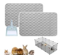 ZPSCXQ Guinea Pig Cage Liner, Reusable Washable Pet Mats, Rabbit Cage Liner with Cleaning Tools, Three-Piece Set for Small Animal Bedding, Nordic Blue Brush with Smokey Grey Liners