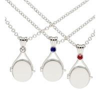 ZPSCXQ Locket Necklace, 3 Magnetic Lockets Necklace for Women, H2O Suddenly Mermaid Inspired Jewelry, Blue Red White Diamond Pendant, 50 cm Chain Length, Gift for Teens and Young Adults