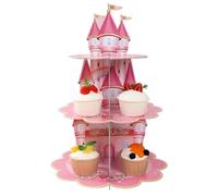 ZPSCXQ Princess Cake Stand, Pink Castle Cupcake Holder for Princess Party Decorations, Princess Birthday Party Supplies, Tiered Dessert Display for Cakes, Cupcakes, and Treats, Paper Craft Decor