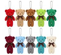 ZPSCXQ Set of 10 Small Teddy Bears for DIY Keychain Making and Party Favours,Plush Keychain Teddy Bears, Soft PP Cotton Filling in Assorted Colours