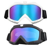 ZPSCXQ Ski Goggles for Men, 2 Pack MTB Goggles, Motocross Bike Goggles for Cycling, Skiing, Mountain Biking, Dirt Bike Riding, 19 * 10cm, Black and White