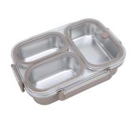 ZPSHYD 1.2L Lunch Box Container, 304 Stainl Steel, 3 Compartments, Portable Detachable Food Warmer, Khaki, Ideal for Meal Prep and On-The-Go Lunches