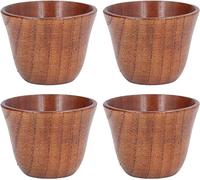 ZPSHYD 4 Exquisite Small Capacity Wood Japanese Tea Cup,Wood Drinking Cup,Natural Wooden Wine Sake Mug,Wooden Tea Set- Heat-Resistant Tea Utensils