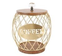 ZPSHYD Coffee Capsule Holder Fruit Shaped Stylish Coffee Pod Storage with Wooden Base Lid Home Decor (Gold)