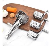 ZPSHYD Hand Crank Stainless Steel Rotary Cheese Grater Set - with Coarse Grater/Fine Grater/Slice Drum Grater - for Parmesan Cheese,Garlic and More