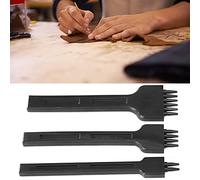 ZPSHYD Leather Punching Tools 3Pcs Black Alloy Steel Prong Chisel Set, 4mm Spacing, 2/4/6 Teeth, DIY Leather Punching Tools for Round Hole