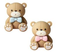 ZPSOSPZ 2 PCS Teddy Bears Cake Topper,Gender Reveal Cake Decoration Baby Shower Cake Decoration Big Bear Baby Shower Party Supplies Teddy Bear Decoration