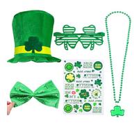 ZPSOSPZ 5Pcs St Patricks Day Accessories, St Patricks Day Headband Headwear Shamrock Hoops Clover Sticker Bow Tie headband, St Patrick's Day Costume Accessories Set Green for Men Women