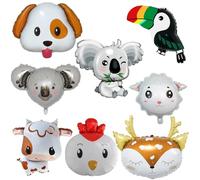 ZPSOSPZ Cartoon Animal Aluminium Film Balloon,8PCS Jungle Animal Balloons Set Safari Animal Balloons Jungle Theme Party Decor Kids' Party Balloons Cute Koala Cow Lamb Dog Butterfly Helium Balloon