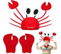 ZPSOSPZ Crab Costume Accessories, Crab Costume with Claws Gloves Adjustable Crabs Hat for Kids Adults Halloween and Christmas Cosplay Party Accessories