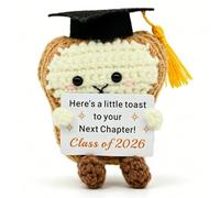 ZPSOSPZ Handmade Knitted Positive Toast Doll with Inspirational Card | Mini Graduation Gifts for Woman Man,Encourage Students,Luck for Exam Graduation Presents Birthday,Home Office Desk Decor