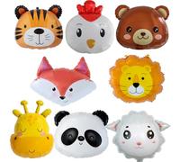 ZPSOSPZ Jungle Animal Aluminum Foil Balloon,8PCS Safari Giant Zoo Animal Shaped Aluminum Foil Balloons Jungle Safari Theme Cute Giraffe Panda Lion Fox Balloon Birthday Party Decorations Supplies