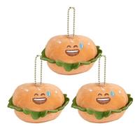ZPSOSPZ Mini Hamburger Plush Pendant,Food Plush Toy Pendant,3pcs Cute Hamburger Soft Toys,Fun Backpack Bookbag Charms Accessories Decoration,Room Decorations