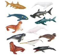 ZPSOSPZ Shark Figures, Ocean Animal Figures Toy, 12pcs Sea Shark Figures Set With Sharks Whales Seal Sea Creature Toys Cake Topper Bathroom Gift For Child Educational Kids Party