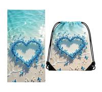 ZPSOSPZ Summer Holiday Beach Towel with Drawstring Bag, Sand Free Quick Dry Lightweight 160×80 Cm Butterfly Bath Towel for Women Girls,Gym Storage Backpack for Swimming,Pool,Travel Sauna