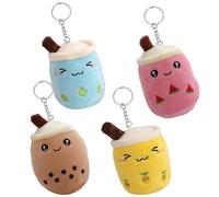 ZPSOSPZ Tea Key Chains 4pcs Mini Key Chain Plushies, Stuffed Toy Car Plushies Key Chains For Car Keys, Tea Lover Gifts Plush Toy, Hanging Ornament Mini Stuffed Toy