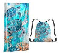 ZPSOSPZ Turtle Beach Towel and Bag Set- Quick Dry Adult Kids Towel