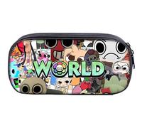 ZPSOSPZ World Game Pencil Case,Cartoon Pencil Case,World Anime Student Stationery Pouch,Cute Student Stationery Cartoon Stationery Holder Large Capacity, Double Zipper Design for Boys & Girls