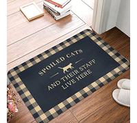 ZPSS Carpet Throw Washable Anti-slip Backing - Welcome Spoiled Cats And Their Staff Live Here Durable Quality | Holiday Outdoor/Welcome Mats For Front Door Indoor(40X60CM)