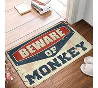ZPSS Carpet Washable Throw Anti-slip Backing - Cherry Beware Of Monkey Durable Quality | Unique Home Decor/Funny Welcome Mat Front Door(50X80CM)