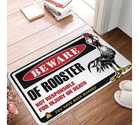 ZPSS Modern Area Welcome Mat Waterproof Kitchen Polypropylene Anti-slip Backing | Chicken Warning Outside Fall Door/Welcome Mats For Front Door Outdoor(65X90CM)