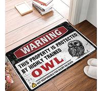 ZPSS Outdoor Layering Front Door Rug Designer Luxurious Look Resistant Bath Warm & Cozy | Thin Door Mats For Inside Entry Warning This Property Is Protected By A Highly Trained Owl(50X80CM)