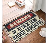 ZPSS Outdoor Rug Microfiber Quick-drying Bath Anti-slip Backing & Abstract Warm & Cozy | Beware Of Attack Long Haired Chihuahua - Low Profile Bathroom/Inside Door Mats For Front Door(40X60CM)