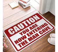 ZPSS Shower Mat Machine Washable Kitchen | Caution! You Are Now Entering The Man Cave - Soft/Square - Out Door Mat Front Door, Absorbent Door Indoor & Room Decor Indie Aesthetic(40X60CM)