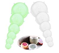 ZPTEE 12 Pcs Silicone Stretch Lids, Watertight Covers for Bowls & Cut Fruit | Reusable Food Covers | 6 Sizes x2 for 6-20cm Round Rims | Double-Grip Seal for Tins, Jars & Yoghurt Pots | Dishwasher Safe