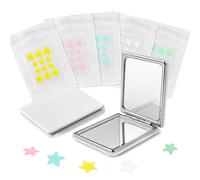ZPTEE Star Hydrocolloid Pimple Patches with Compact Mirror, 120 Pcs Individually Wrapped Acne Patches for Face, Cute Acne Spot Stickers in 5 Colours for Travel, School, Sleepovers & Handbag Use