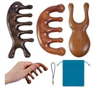 ZPTEE Wooden Scalp Massager Set for Migraine Relief - 3-Piece Head Spa Tools Kit, Natural Head & Eye Massager with Lanyard and Blue Travel Bag | Gentle Lymphatic Massage