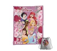 ZPUBLI+ Personalised Blanket with Name and Text Original Gift for Christmas, Birthday, Children's Gift, Baby Shower, Soft and Durable Winter Blanket (Disney Princess)
