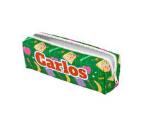 ZPUBLI+ Personalised School Cases with Names, Dates, Phrases etc. Basic Personalized Pencil Case for School with Original Drawings., green, 22 CM, Case