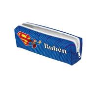 ZPUBLI+ Personalised School Cases with Names, Dates, Phrases etc. Basic Personalized Pencil Case for School with Original Drawings., Superman, 26 cm, Case