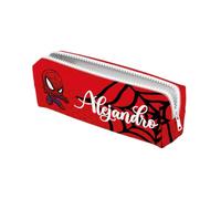 ZPUBLI+ Personalised School Cases with Names, Dates, Phrases etc. Basic Personalized Pencil Case for School with Original Drawings., Spiderman, 22 cm, Case