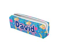 ZPUBLI+ Personalised School Cases with Names, Dates, Phrases etc. Basic Personalized Pencil Case for School with Original Drawings., light blue, 22 CM, Case