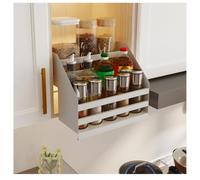 ZPVXRVQ Durable Multi-functional Hanging Spice Rack, with Height-adjustable Feature, Dual-tier Design, Practical Built-in Folding Shelf
