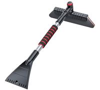 ZPVXRVQ Retractable Ice Scraper, Suitable For Car Windshields, Adjustable Length Settings, With Foam Handle And 360 ° Swivel Brush Head, Removable Snow Brush